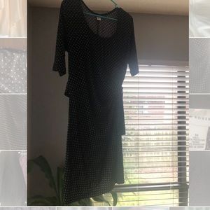 Black and white maternity wrap dress